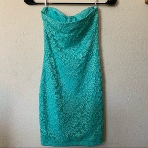 Sexy Turquoise mini lace dress